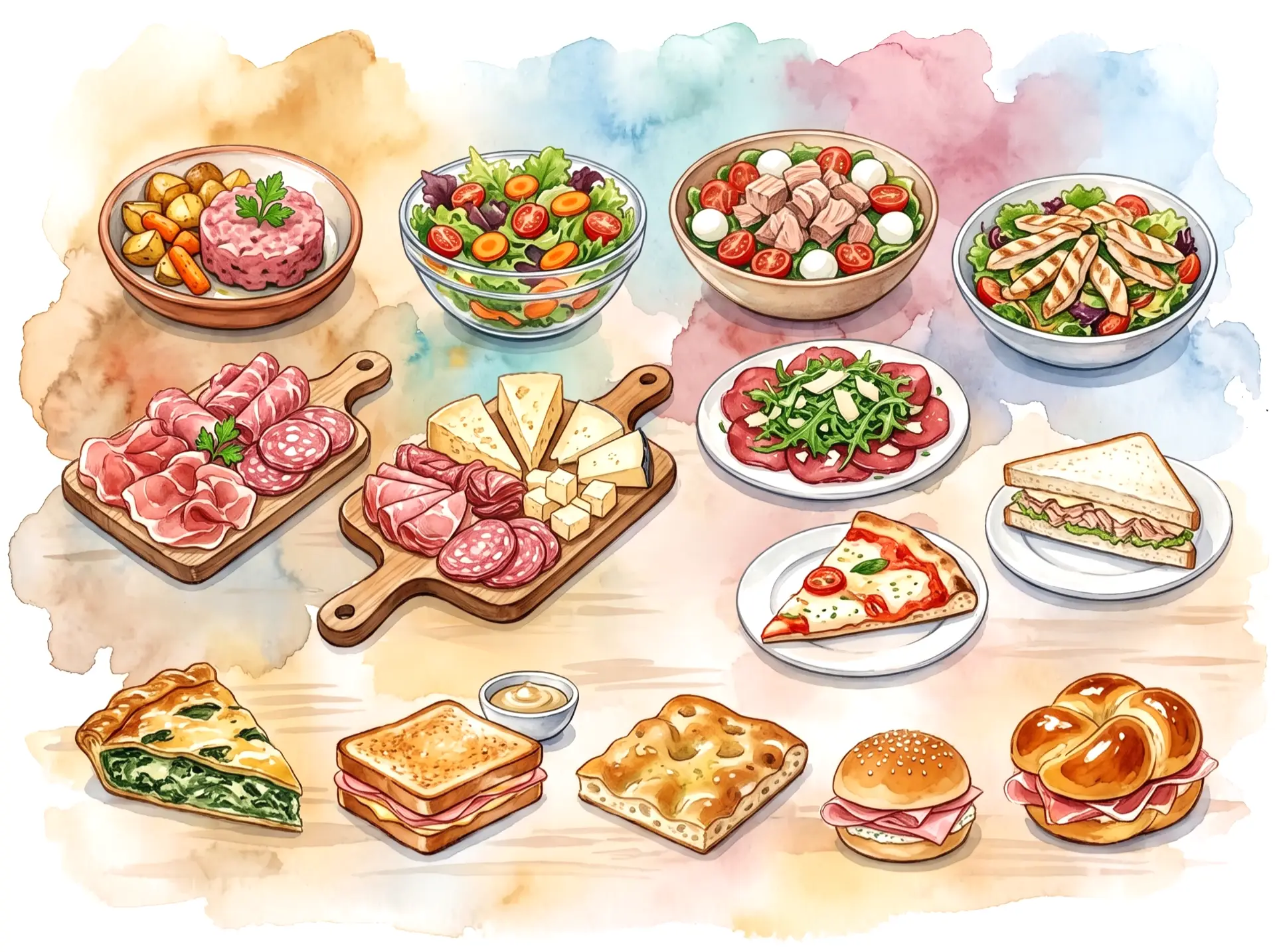 Illustrazione piatti menu Il Bistrot della Cittadella del Benessere